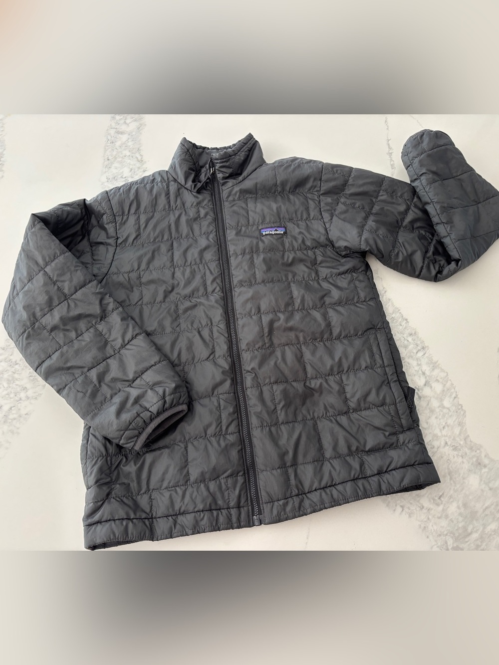 Patagonia Dark Gray Micropuff Quilted Jacket Boys Large